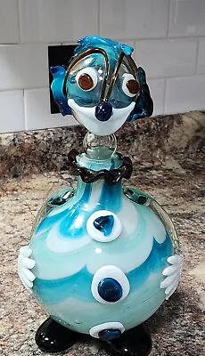 Vintage Collectible MURANO ART GLASS Hand Blown Clown Decanter/Bottle - Italy • $45.50