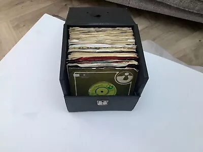 1970's  Glam Rockpop Chart Hits 60+ Vinyl 7  Single Records + Vintage Case • £14