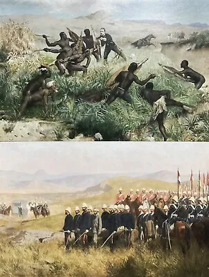 The Death Of The Prince Imperial Zulu War 2 X Print On Board Set. Size12x8 Each • £22