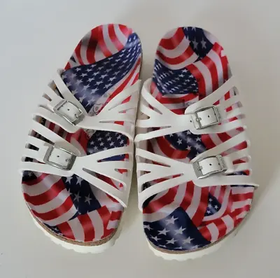 Birkenstock Birkis Sandals No Box Ladies 7 Men 5 American Flag • £53.01