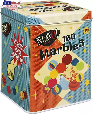 Neato! Classics 160 Marbles In A Tin Box By  - Retro Nostalgia Glass Shooter Ma • $17.23