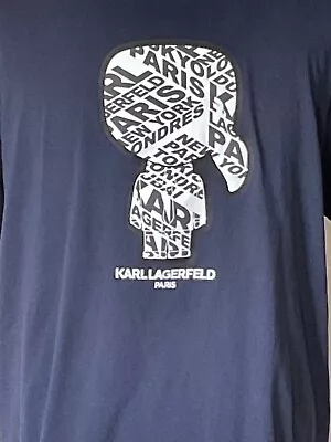 Karl Lagerfeld Paris Navy Karl Profile Cotton Graphic T-Shirt Size XXL • $24