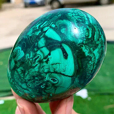 489G Natural Flower Banding Malachite Quartz Egg Crystal Reiki Treatment • $302