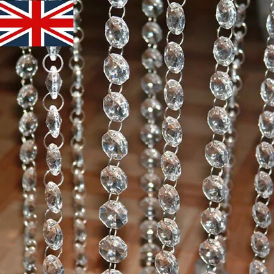 40X Drops 2-Hole 14mm Crystal Droplets Acrylic Beads Wedding Chandelier Light UK • £3.41