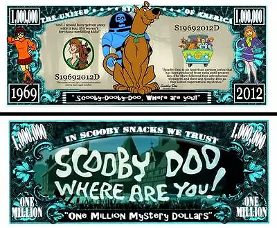 Scooby Doo Million Dollar Bill Play Funny Money Novelty Note + FREE SLEEVE • $1.69