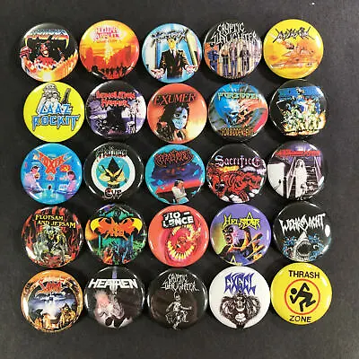 Thrash Metal 1  Button Set (25 Pins) Vio-lence Sepultura Forbidden Exumer Sabbat • $16.99