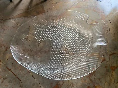 £5 • Buy ARCOROC France Fish Shaped Textured Dish Serving Plate 10.5 Inches X 8 Inches