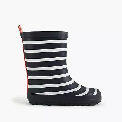 JCREW CREWCUTS SIZE K3 Kids' Rain Boots In Stripes UNISEX KIDS BLACK WHITE  • $26.24