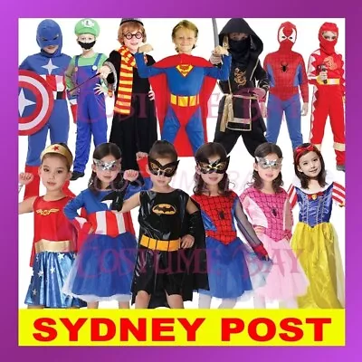 Kids Boys Girls Superhero Batman Spiderman Supergirl Halloween Book Week Costume • $17.95