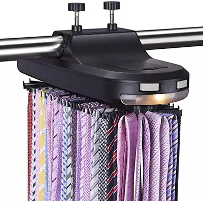 Motorized Tie Rack Best Closet Organizer With LED Lights Automatic Rotation Ope • $46.99