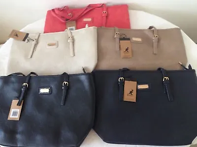 Women's 5 Colours Leather Look Fashion Kangol Tote Handbag  Shopper Light Weight • £16.99