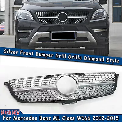 Front Grille Grill For Mercedes Benz W166 ML300 ML320 ML350 ML400 2012-15 Silver • $130.39