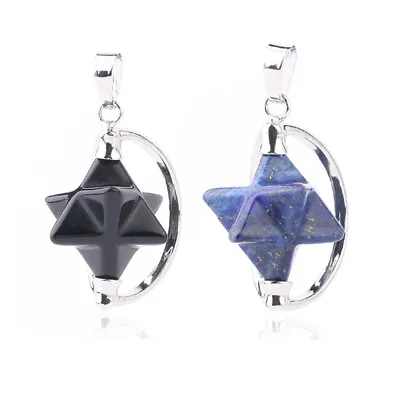 1Pcs Natural Quartz Pendant Gemstone Crystal Merkaba Star Necklace Reiki Healing • $2.99