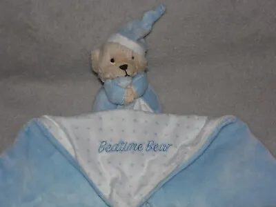 Mothercare Bedtime Bear Comforter Soft Toy Blue Blankie Star White • £10.45