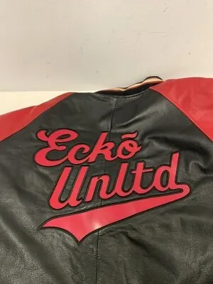 Rare Vintage Style Marc Ecko Unltd Bomber Baseball Leather Jacket Size XXXL 3XL • $99.95