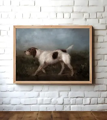 Vintage Hunting Dog Oil Painting Art Print Cabin Den Decor • $9.95