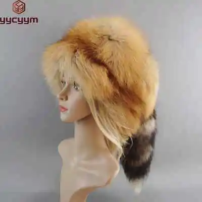 Fashion Hat Unisex Real Fur Hat Mongolian Hat Tail Design Luxury Winter Warm Hat • $99.52