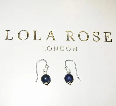 Lola Rose Dark Blue Sodalite Small Dangly Drop Pierced Earrings Nikki & Me  Qvc • £11.99