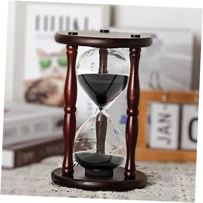 Large Hourglass Timer 60 Minute Decorative Wooden Sand Timer Home Black Sand • $39.98