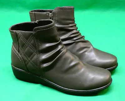 COTTON TRADERS Flexi Rouched Boots In Dark Moss Green Size 5 / EU 38 NEW BNWT • £19.99