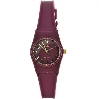 Q&Q Ladies 22mm Watch Burgundy Colour With Gold Tone Hands And Indices VP35J065Y • £9