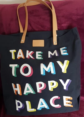 £6.95 • Buy Jack Wills Ladies Navy Blue Tote Bag With Slogan 'Take Me To My Happy Place '