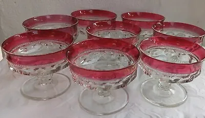 Vintage Franciscan Kings Crown/Thumbprint Ruby Red Sherbert Glass Set Of 8 • $29.99