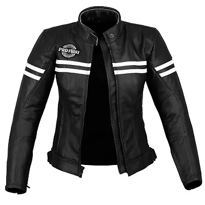 Women Motorcycle Leather Jacket Ladies Biker Black Real Motorbike Racing Jackets • £89.99