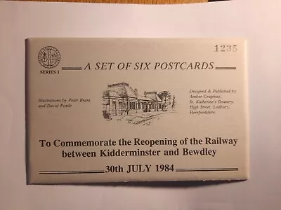 Pack 6 Numbered Postcards Reopening Of Railway Between Kidderminster & Bewdley • £22