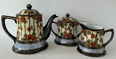 Antique Teapot Hand Painted Poppies Takito Japanese Porcelain Tea Set 1920's • $100