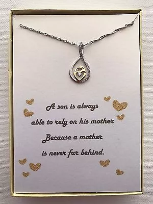  Mother And Son Silver And Gold Necklace W/ Love Poem/Gift  • $12.76