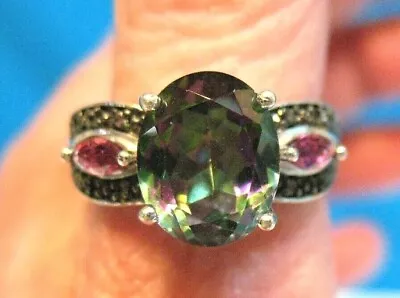 Sterling Silver Mystic Topaz Ring Band Size 7.5   4.9 Grams • $125