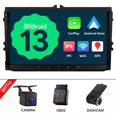 CAM+DVR+OBD+9  Car Radio Stereo CarPlay Android 13 Touch Screen GPS Audio For VW • $246.01