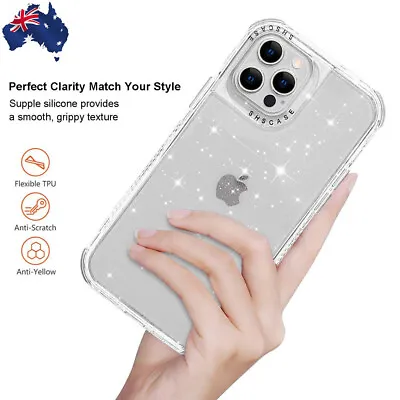$13.99 • Buy Case For IPhone 13 Pro Max 11 12 XS XR SE3 Bling Clear Hybrid Bumper Phone Cover