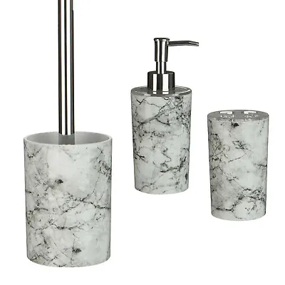 £16.50 • Buy Grey Marble Effect Toothbrush Holder Soap Dispenser Tumbler Bathroom Accessory