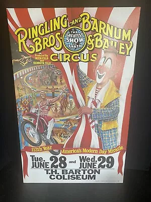 RINGLING AND BARNUM BROS & BAILEY CIRCUS 1982 Vintage Promo Window Card Sign • $168.59