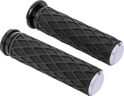 Arlen Ness Diamond TBW Black Chrome 1  Handlebar Hand Grips 2008-2022 Harley • $89.95