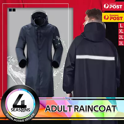 Waterproof Raincoat Rain Hooded Jacket Coat Outdoor Long Hiking Poncho Trench Oz • $21.95