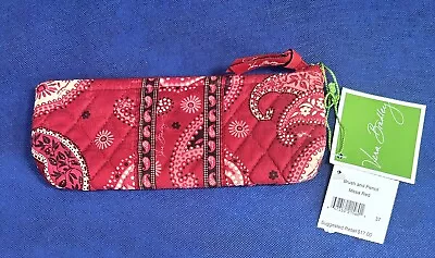 Vera Bradley Brush & Pencil Zip Cosmetic Case-Mesa Red Paisley-New W/ Tags • $9