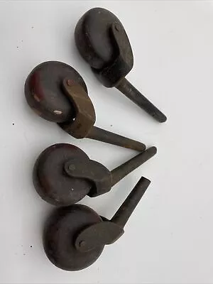 Vintage Lot Of 4 Wood And Steel Casters - Industrial Table Casters - 2” Wheel • $65