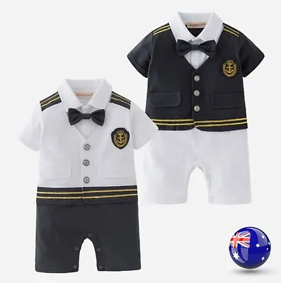 NEW Kids Girl Boy Baby Sailor Marine Captain Pilot Costume Party Romper Outfit • $36