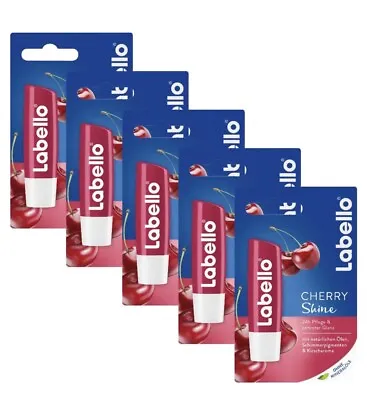 5x Labello Cherry Shine Lip Balm 48g / 0.16oz - Skin Care • £15