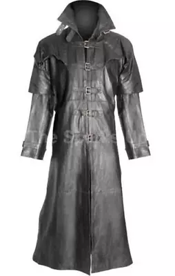 Mens Van Helsing Real Leather Trench Coat Hugh Jackman Cosplay Long Leather Coat • $111.42
