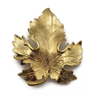 Brushed Gold Tone Maple Leaf Fashion Brooch Scarf Lapel Pin 1.90 Inch • $15.80