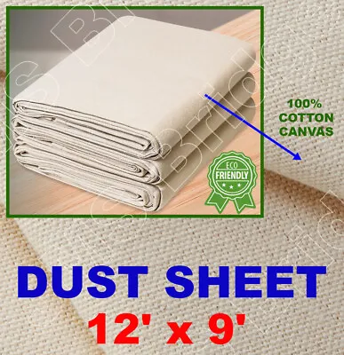 Cotton Bolton Twill Canvas Heavy Duty Professional Quality Dust Sheet 12ft X 9ft • £13.24