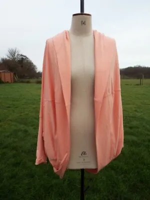 Cocoon Hang Loose Hooded Soft Stretch Salmon Cardigan LABEL BE Plus Size 32 BNWT • £22.50
