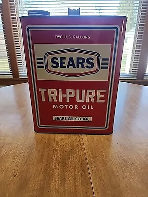 👍 *near Mint*rare Era Red Sears Oil Co. Motor Oil Logo 2 Gal / Oil Can New-old • $65