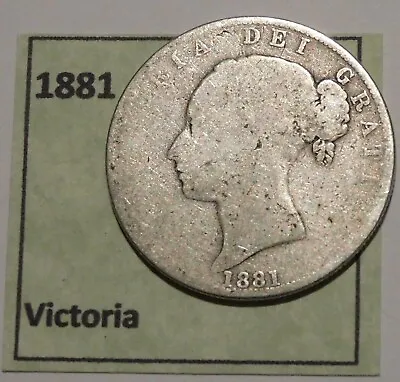 British Silver Half Crown - 1881 - Queen Victoria • $20