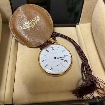 LONGINES Gold HUNTER POCKET WATCH White Dial With Case Box • $489.99