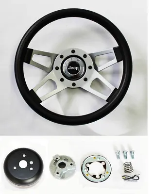  Grant Black 4 Spoke Steering Wheel 13 1/2 Fits Jeep CJ YJ Wrangler Cherokee • $149.49